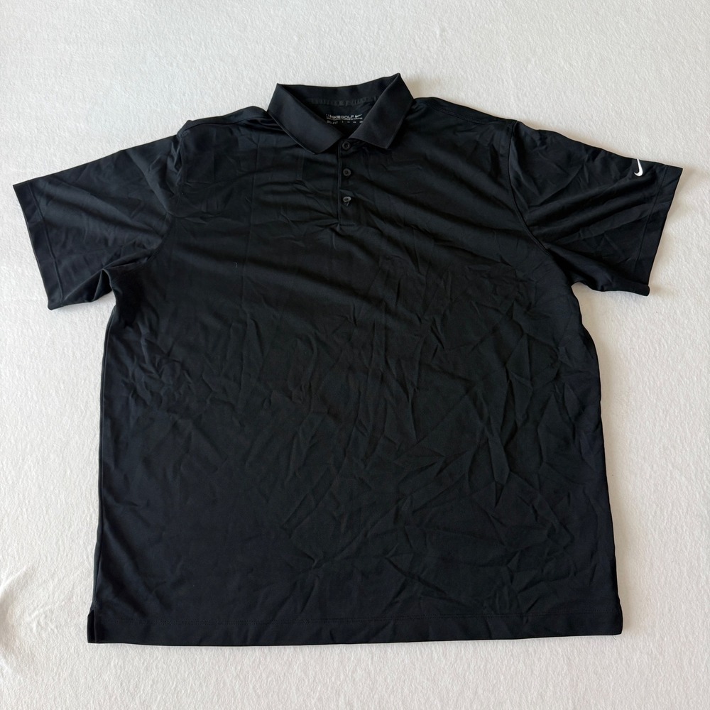 Nike Golf Polo Shirt Mens XXL Black Dri-FIT Short Sleeve Athletic Top